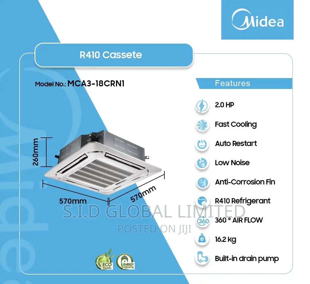 Inverter Midea 2.0hp R410 Cassette Air Conditioner