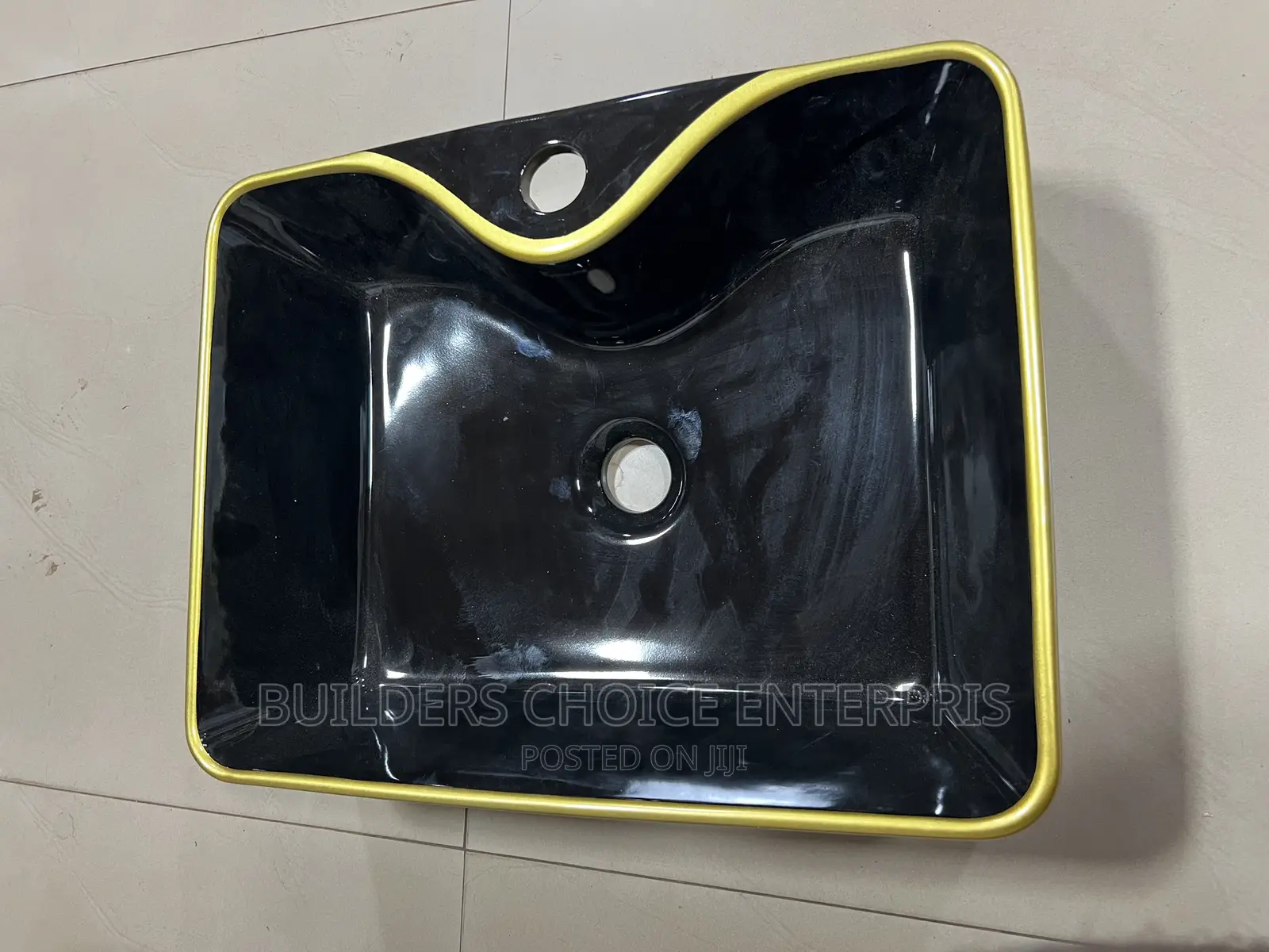 Pedicure Bowl _Counter Top Basin (Black and Gold)