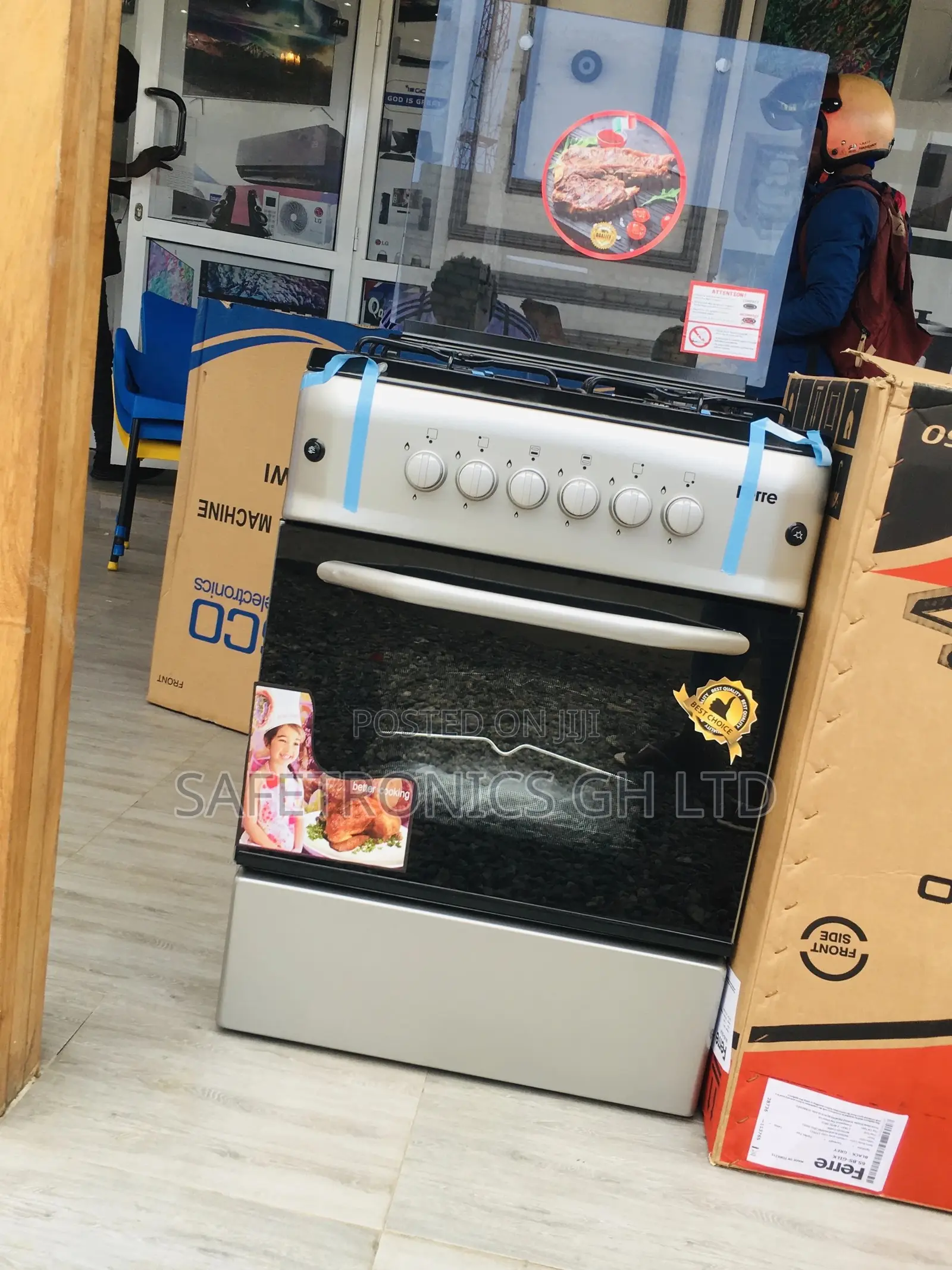 4 Gas Cooker Oven With Grill 60x60 Cooker Ferre Glass Lid