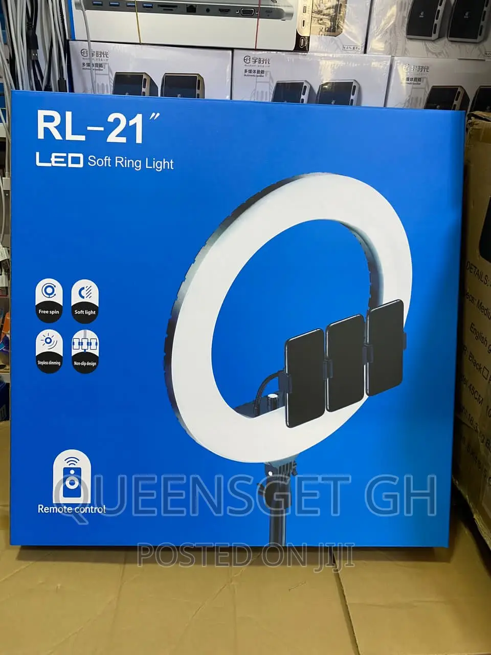 21 Inches Ring Light + Bag + 3 Holders + Stand + Remote