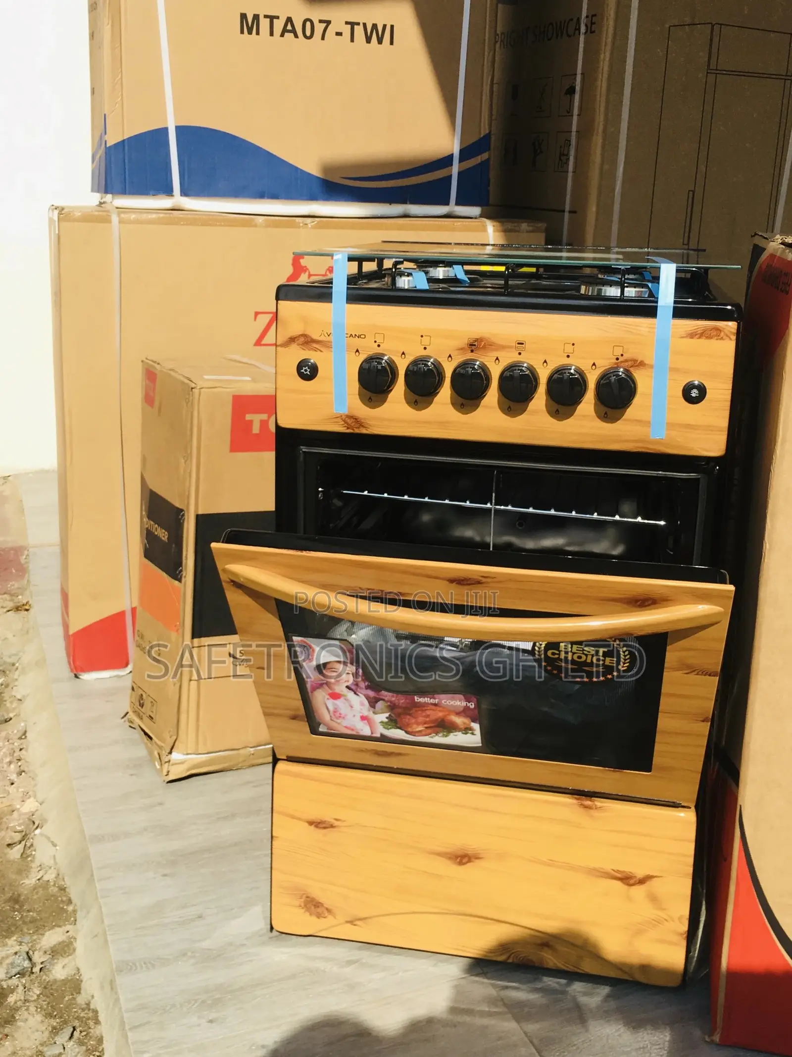 Oven With Grill Light Wooden 4 Gas Cooker Glass Lid