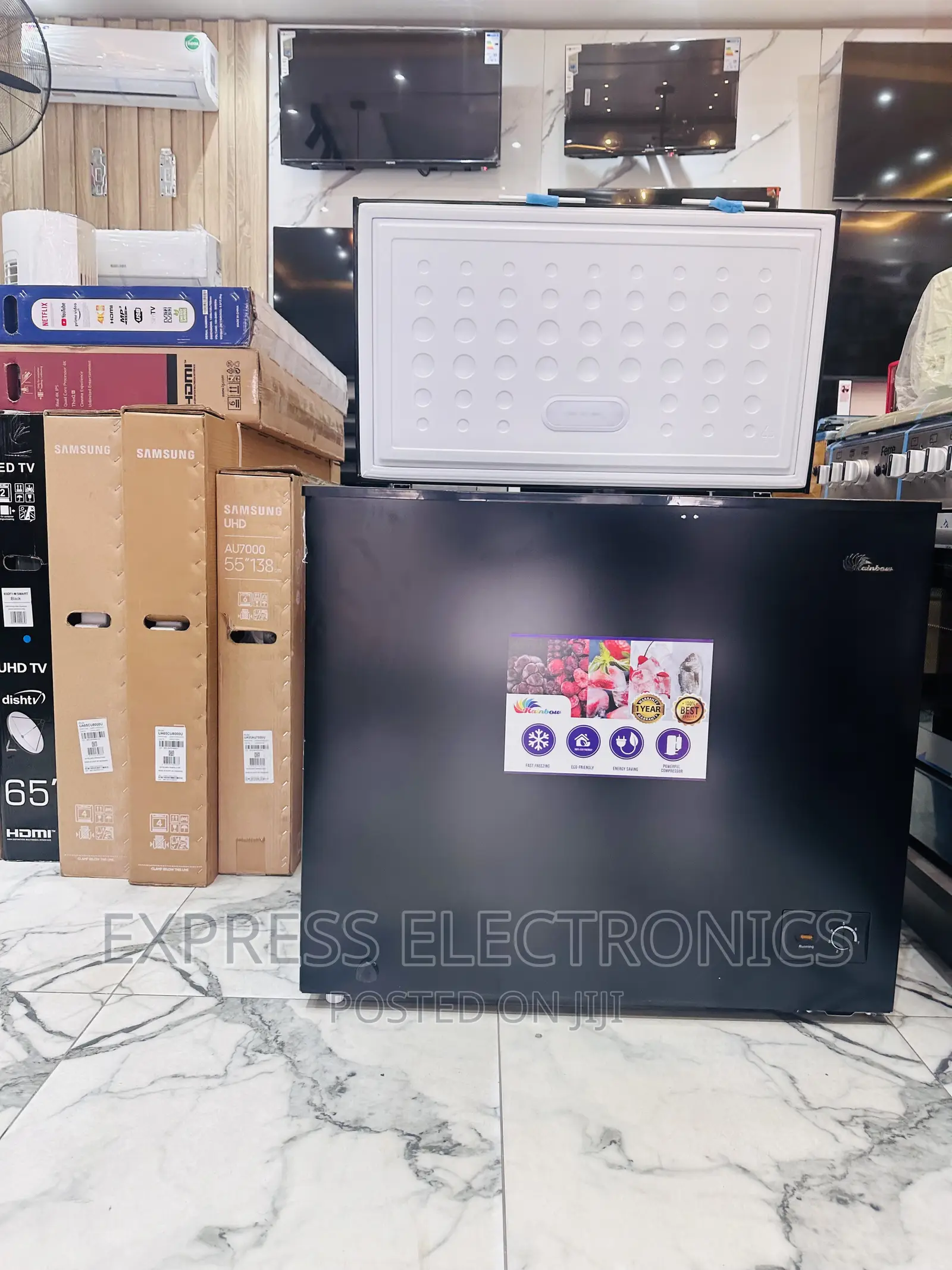 Black Design Rainbow Chest Freezer Single Door