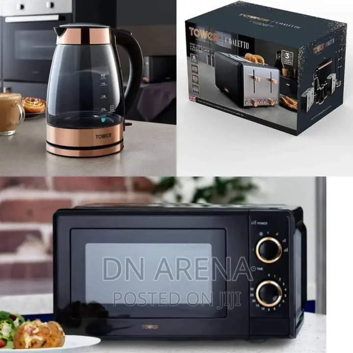 Tower Microwave, Kettle and Pop Up Toaster