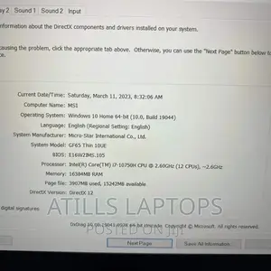 Laptop MSI GF65 Thin 10UE 16GB Intel Core I7 SSD 512GB