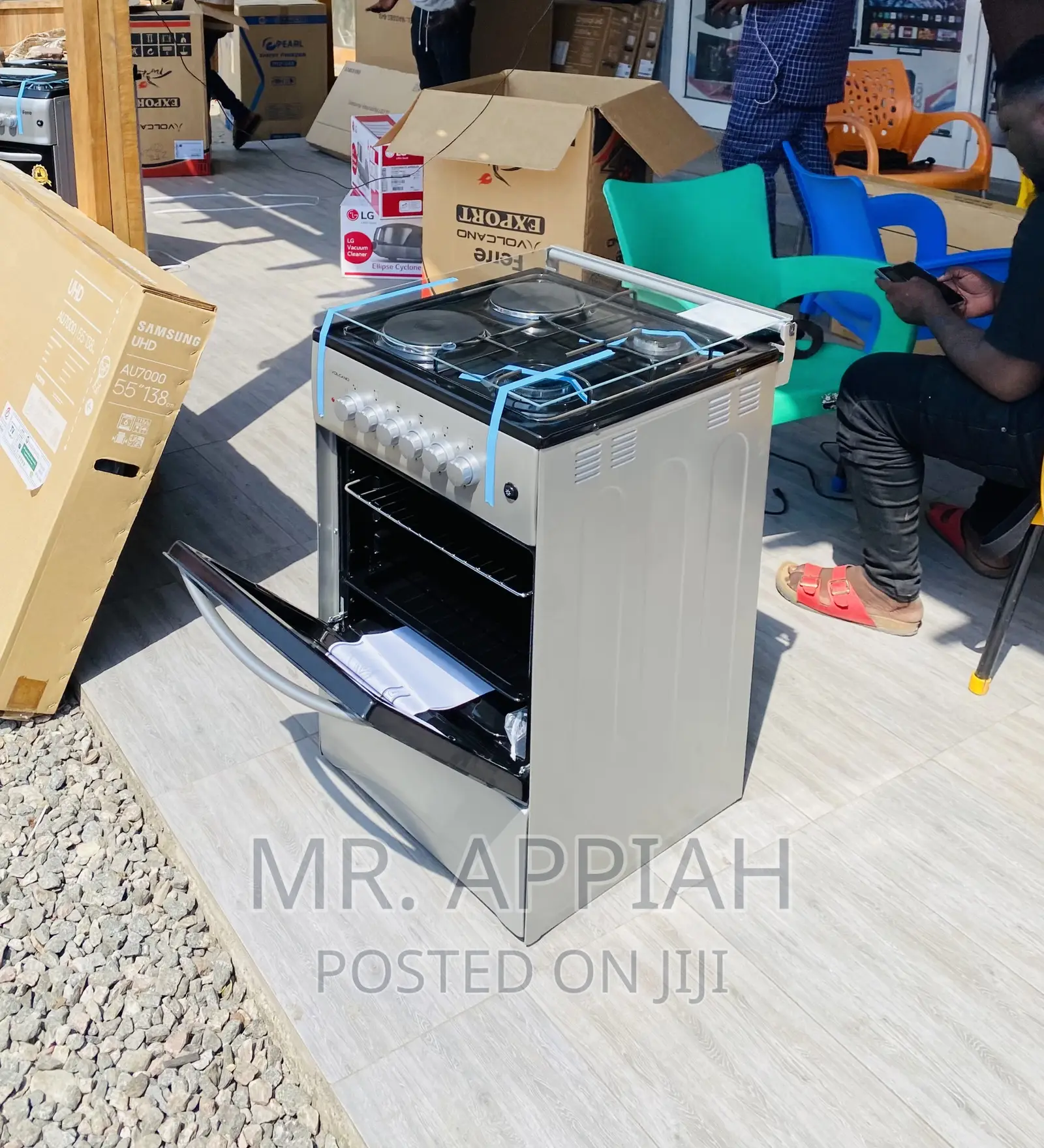 2 Electric + 2 Burner With Oven + Glass Lid(Volcano)