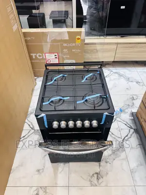 Quality Sleek Black Gas Cooker Oven Grill 4burner 50/50