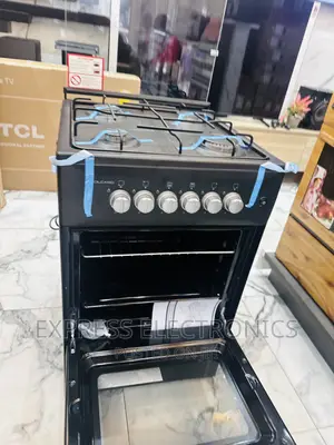 With Knobs Gas Cooker Oven Grill 50/50 Black. 4burner.