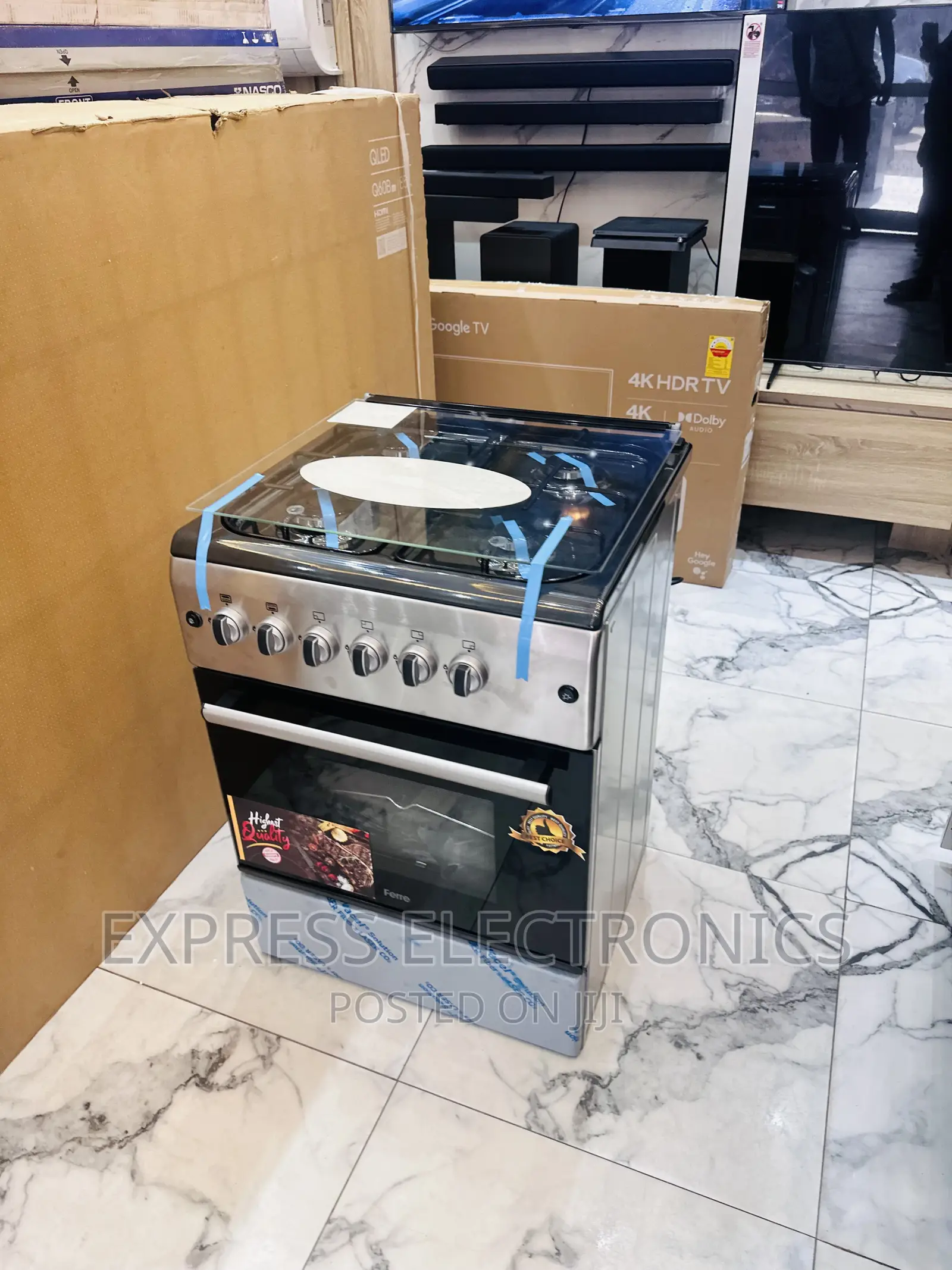Lamp Inbuilt Gas Cooker Oven Grill 60/60 4burner Sliver