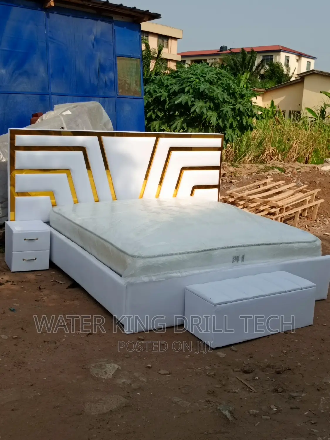 King Size Bed Frames With Mattress, Side Drawers and Ottoman