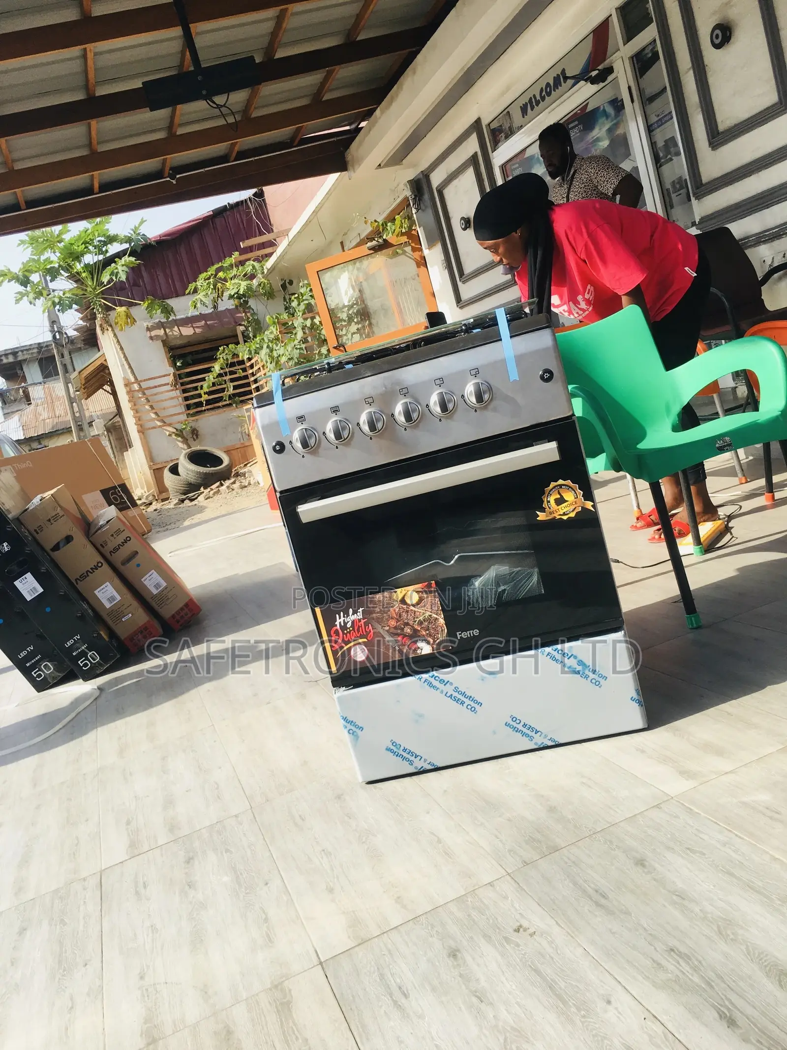 60x60 Oven With Grill 4 Gas Cooker Ferre Sliver Glass Lid