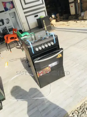 Black 4 Gas Cooker Oven With Grill 50x50 Glass Lid Volcano