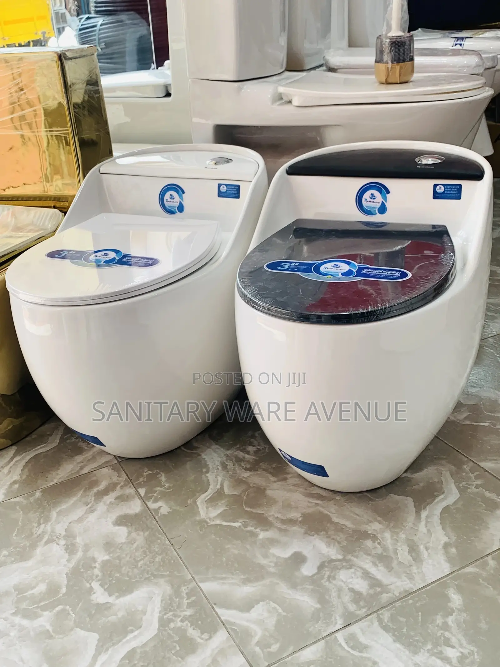 Egg Water Closet - White and Black Toilet Seat
