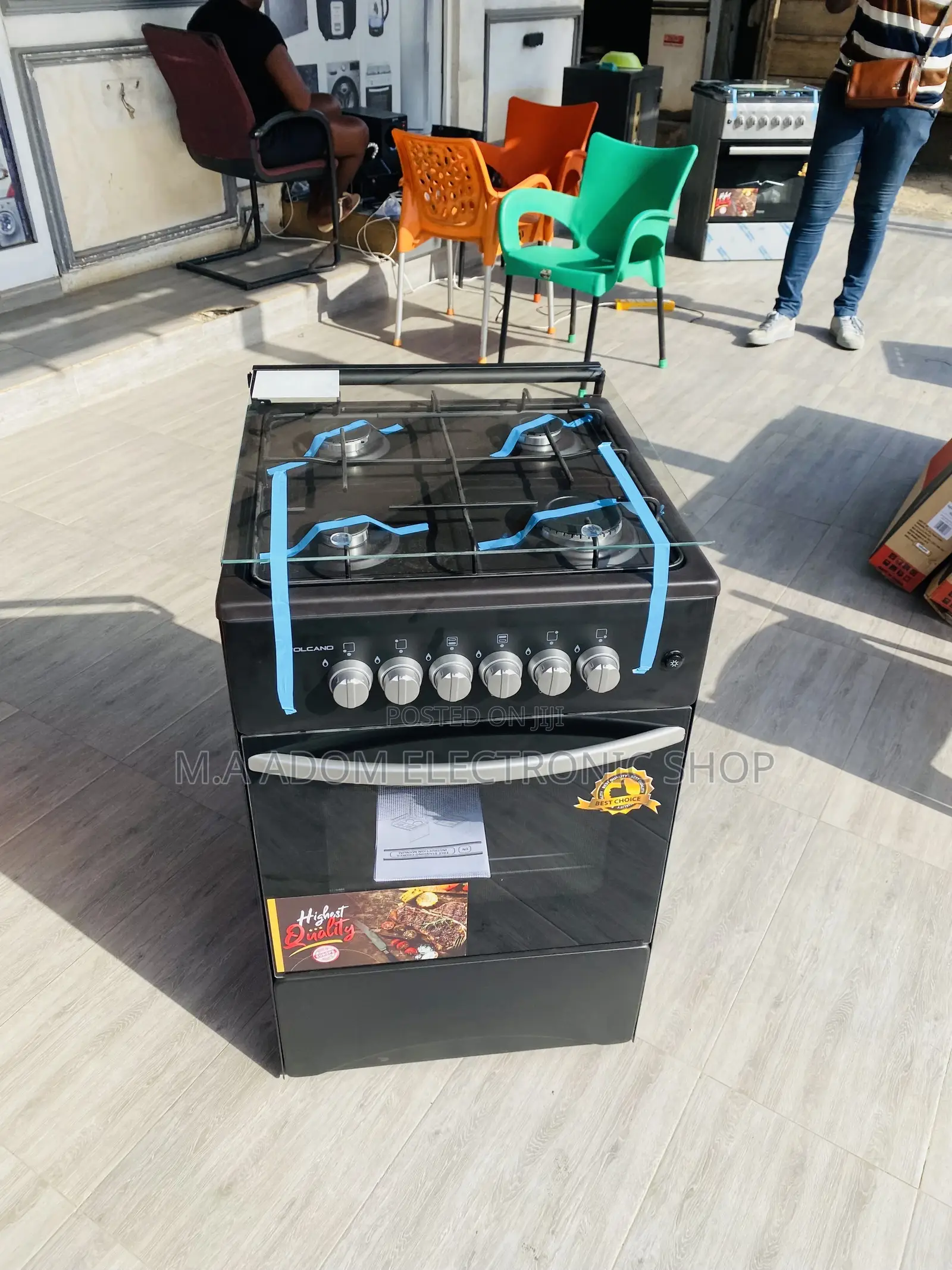 Shop Authentic Volcano 50x50 4 Gas Burner + Glass Lid(Black)