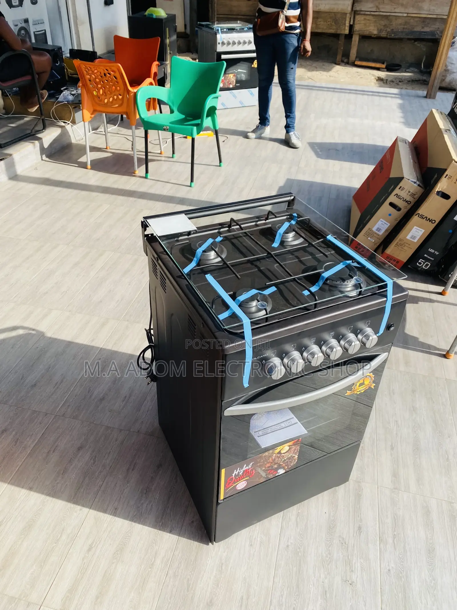 Shop Authentic Volcano 50x50 4 Gas Burner + Glass Lid(Black)