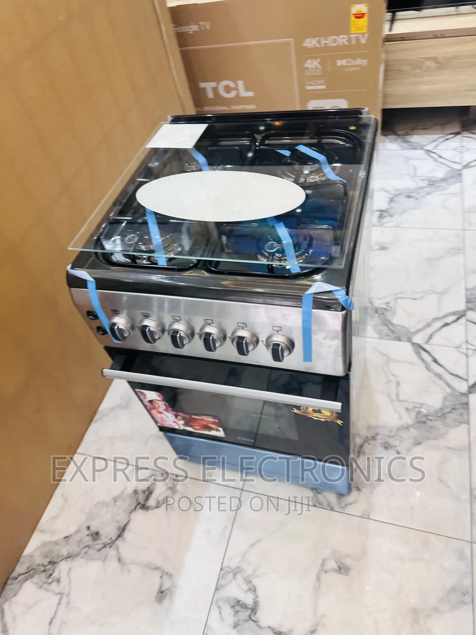 Sliver Gas Cooker Oven Grill Rotisserie 4burner 50/60