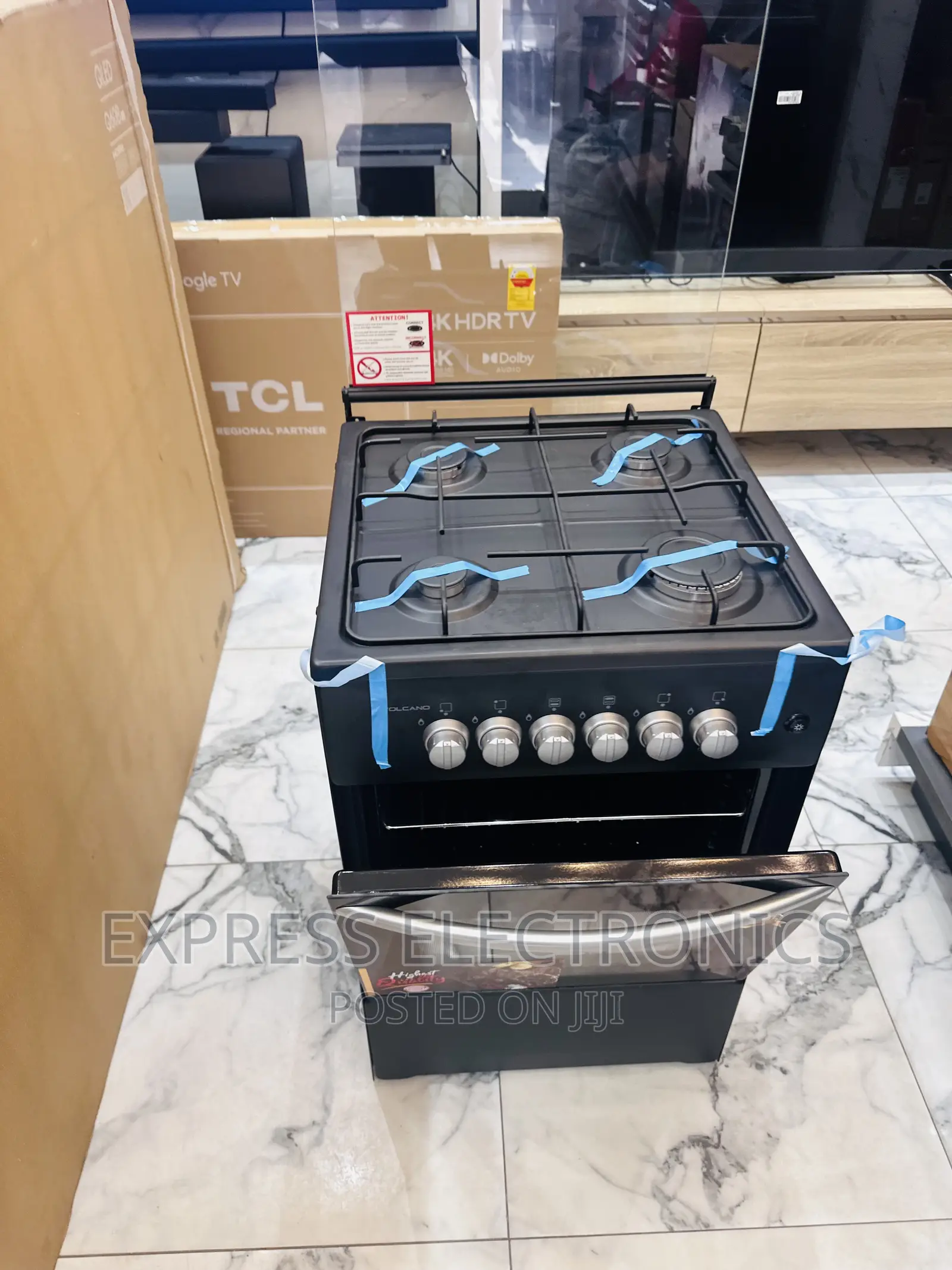 Grab the Best Black Volcano Gas Cooker. Oven 4burner 50/50