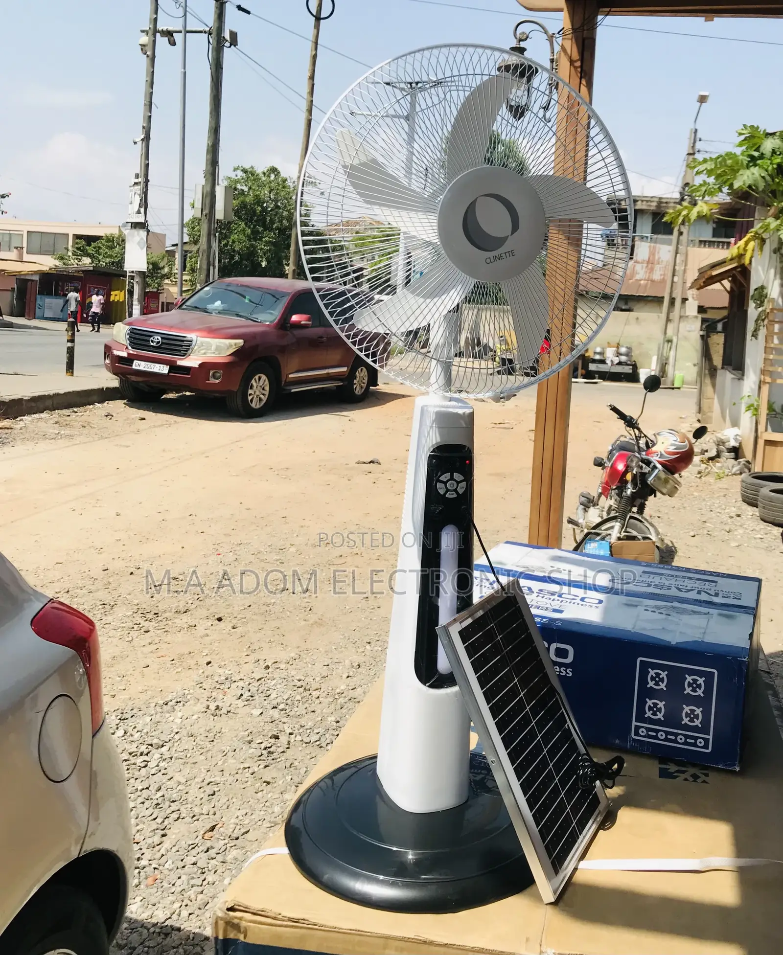 Authentic Clinette Electric Fan + Solar Panel(White).
