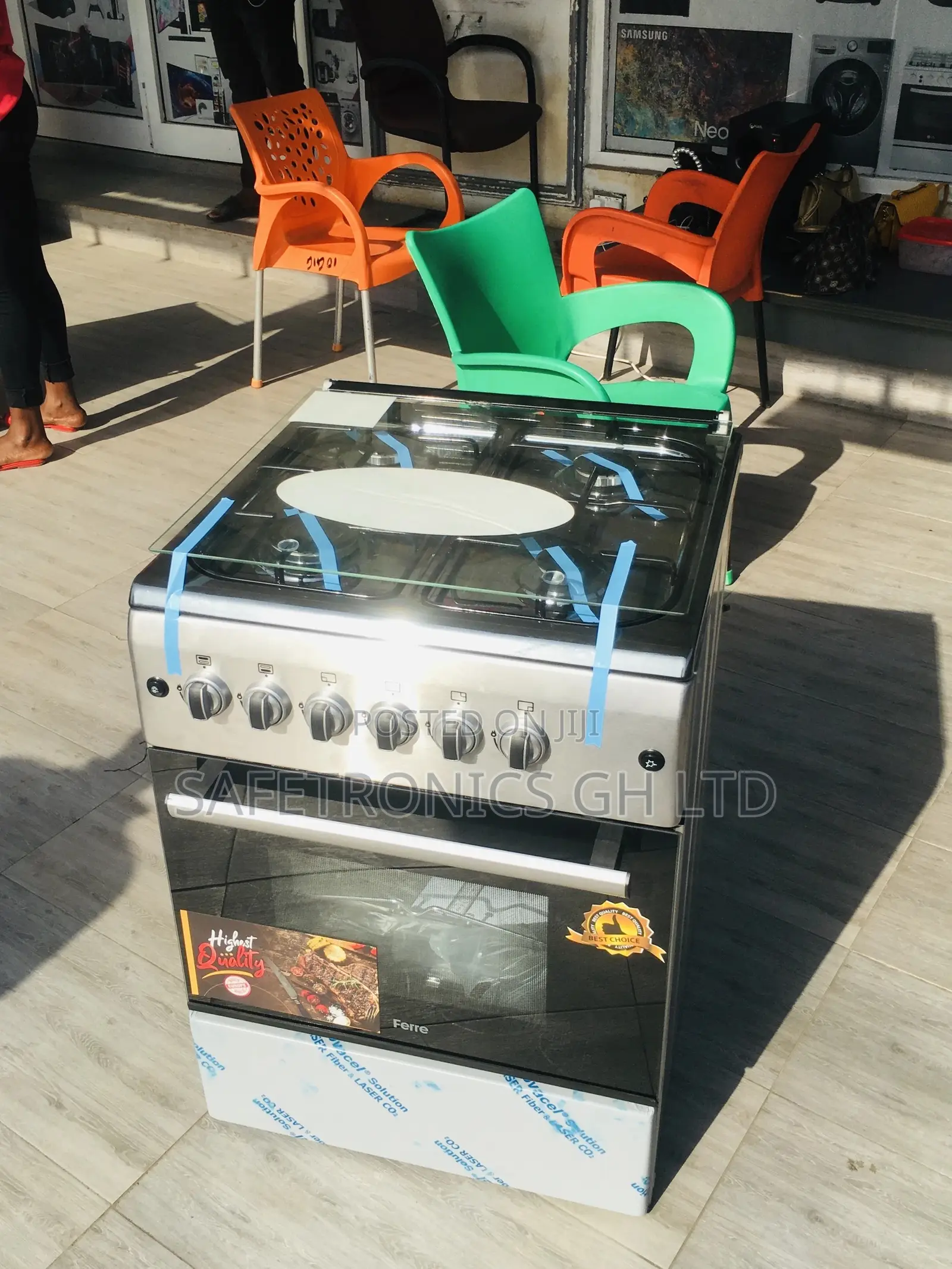 Ferre 4 Gas Cooker 60x60 Oven With Grill Glass Lid