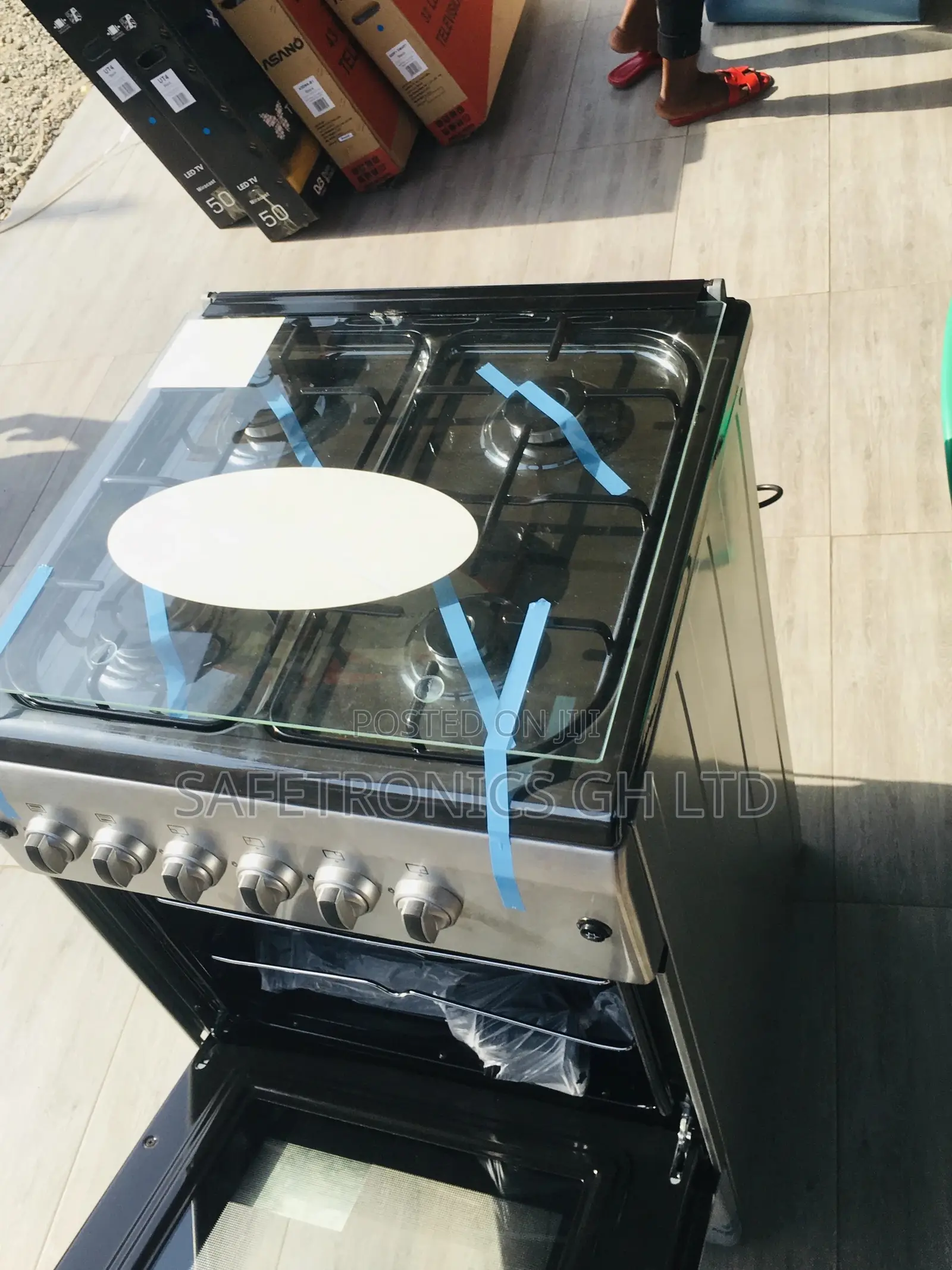 Gray 60x60 Oven With Grill 4 Gas Cooker Ferre