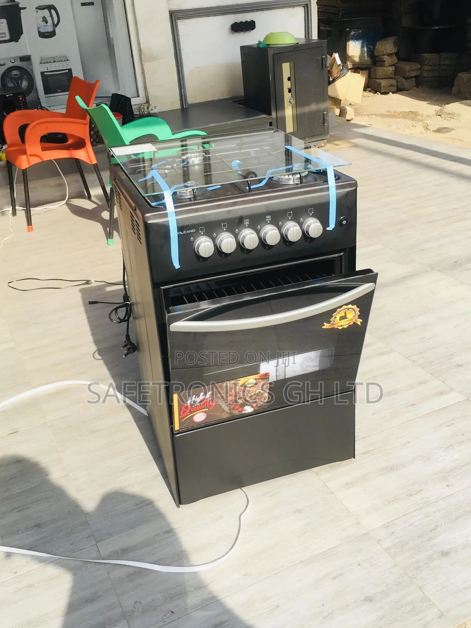 50x50 Black 4 Gas Cooker Oven With Grill Volcano