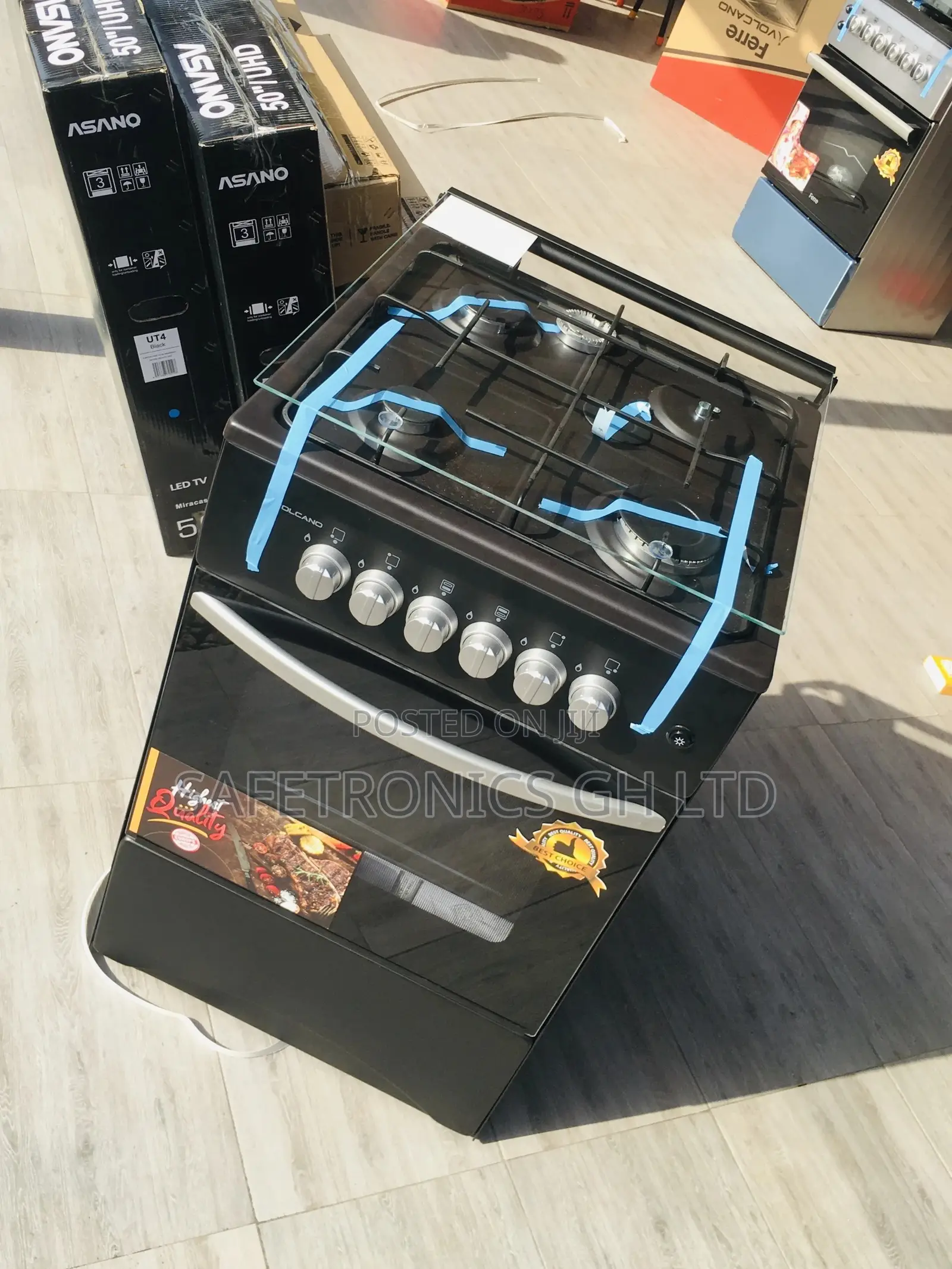 Available Black Oven With Grill 50x50 Volcano 4 Gas Cooker
