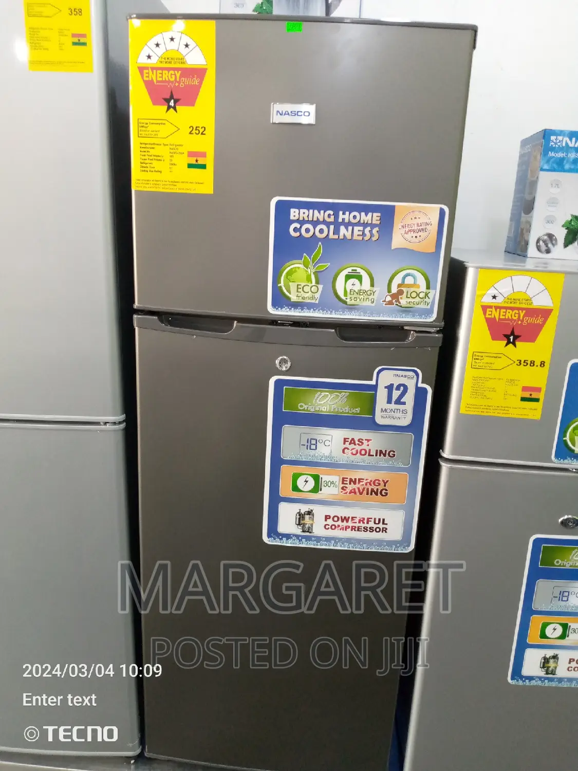 Nasco 138 Littres Double Door Fridge