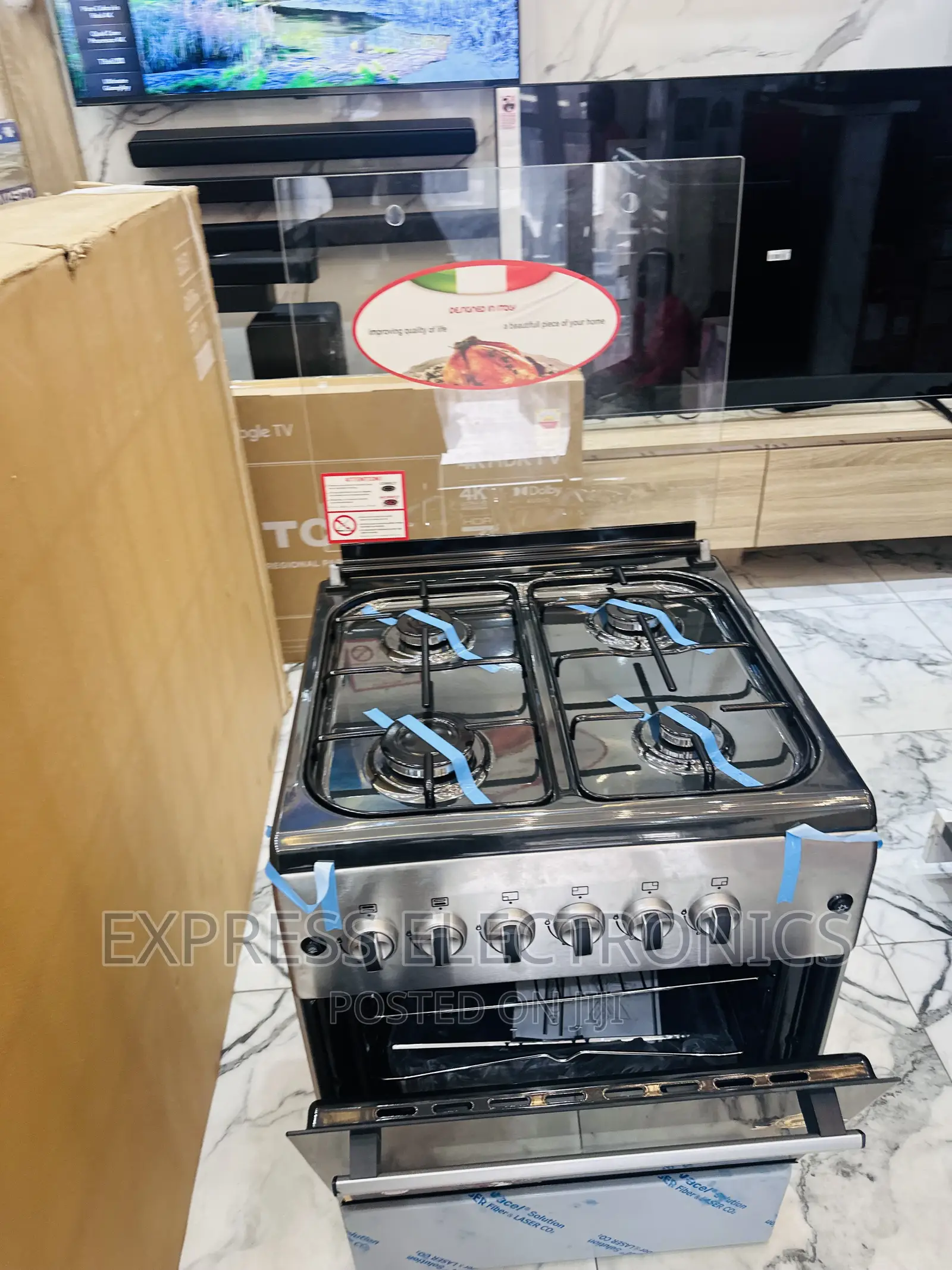 Sliver New  Ferre Line 4burner 60:60 Sliver. Rotisserie