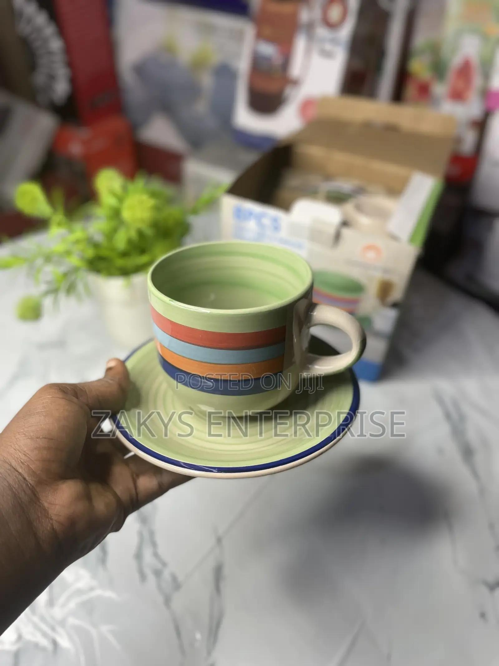 8pcs Tea Mug Saucer Set