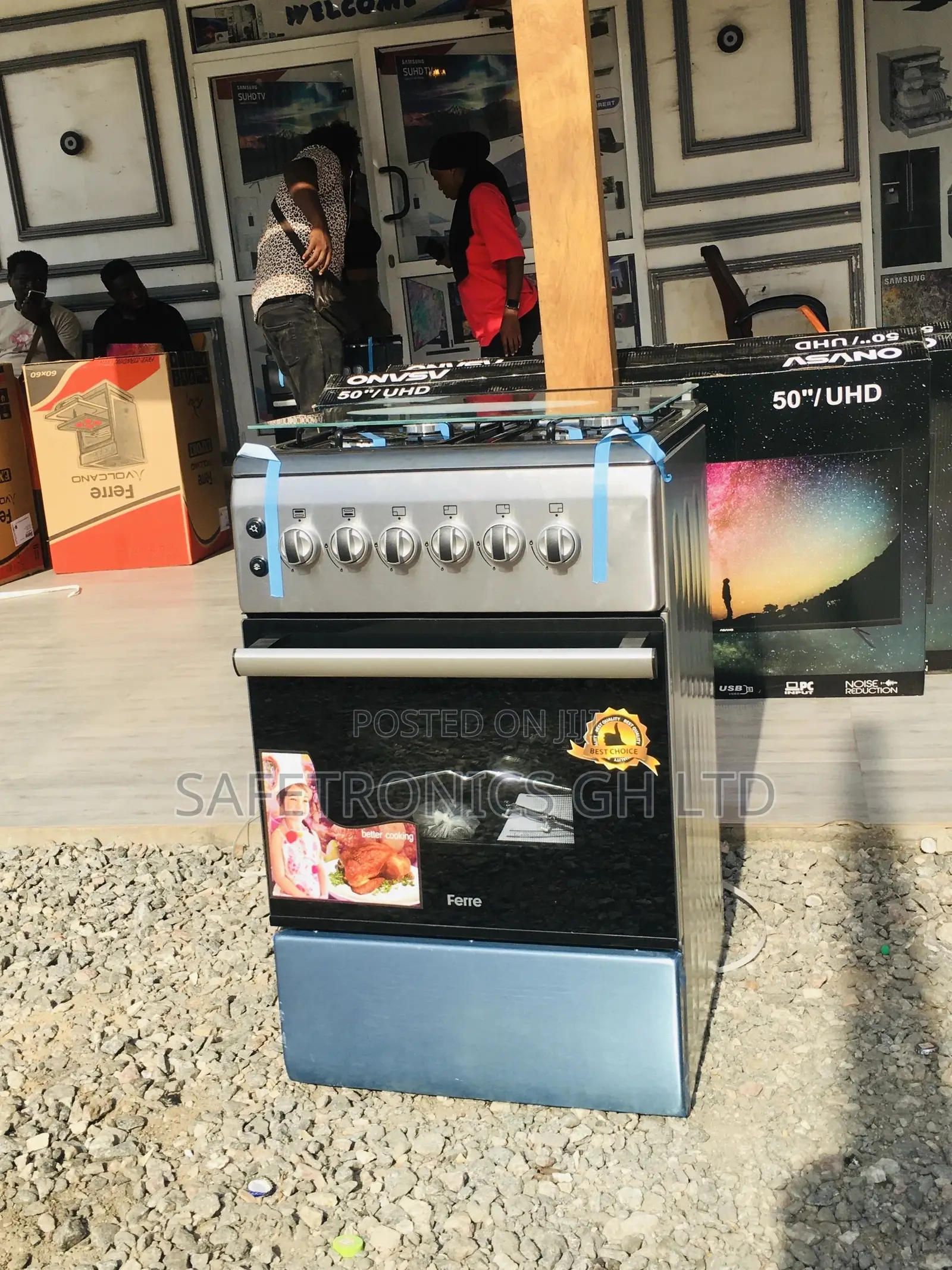 Sealed 50x60 Oven With Grill Volcano Gray 4 Gas Cooker