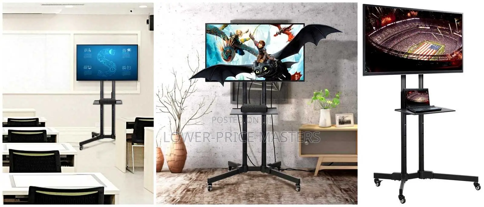 Adjustable Mobile TV Cart Stand , Trolley Stand