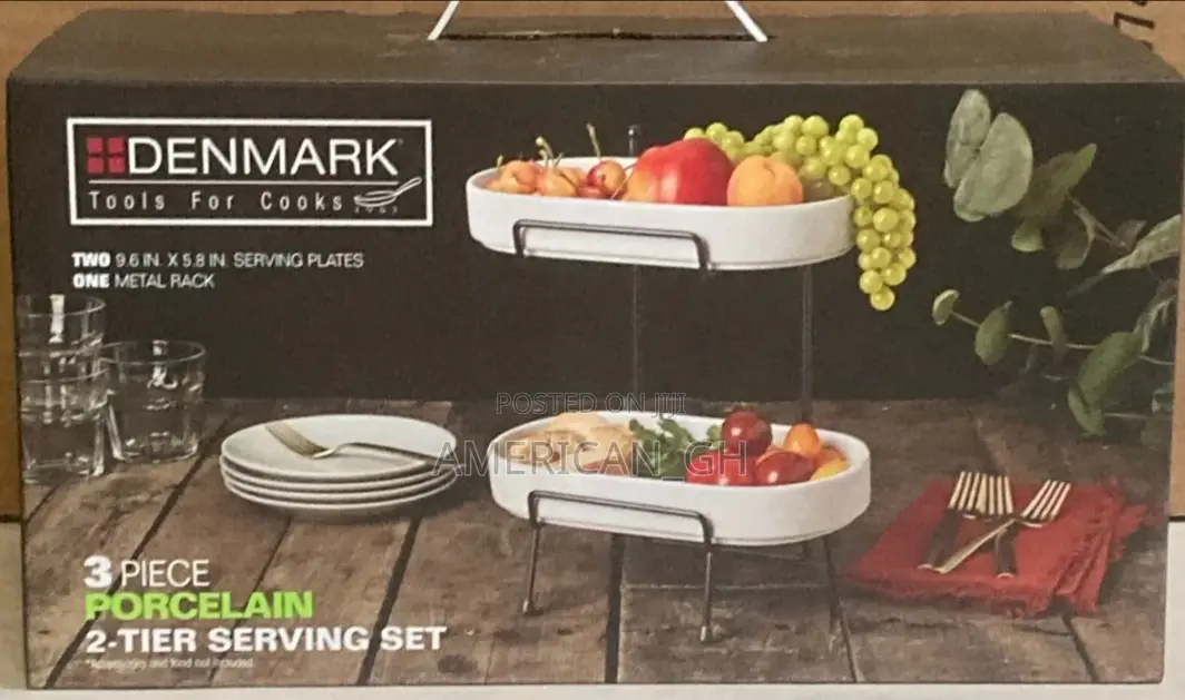 Denmark Tools for Cooks 3pc Porcelain 2-Tier Serving Set