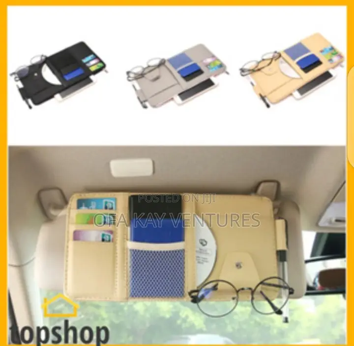 Car Sun Visor PU Leather Holder Storage Bag