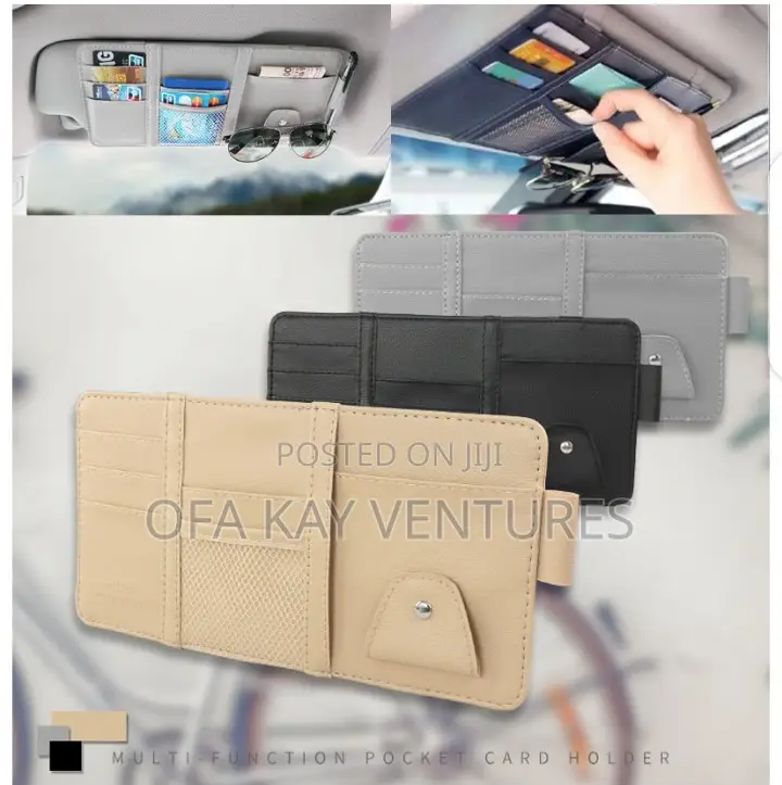 Car Sun Visor PU Leather Holder Storage Bag