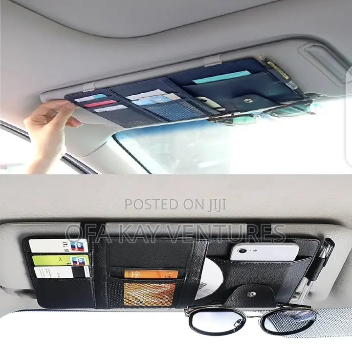 Car Sun Visor PU Leather Holder Storage Bag
