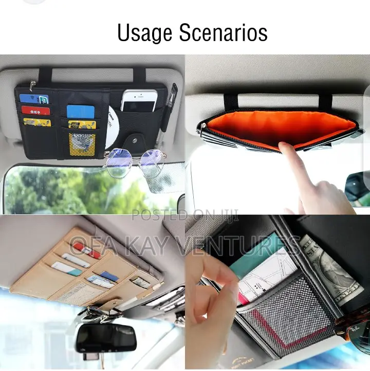 Car Sun Visor PU Leather Holder Storage Bag
