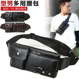 Men's Waist Bag PU Leather Male Fanny Pack Male Shoulder Che