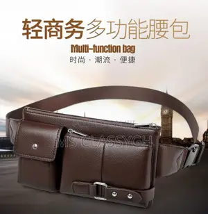 Men's Waist Bag PU Leather Male Fanny Pack Male Shoulder Che