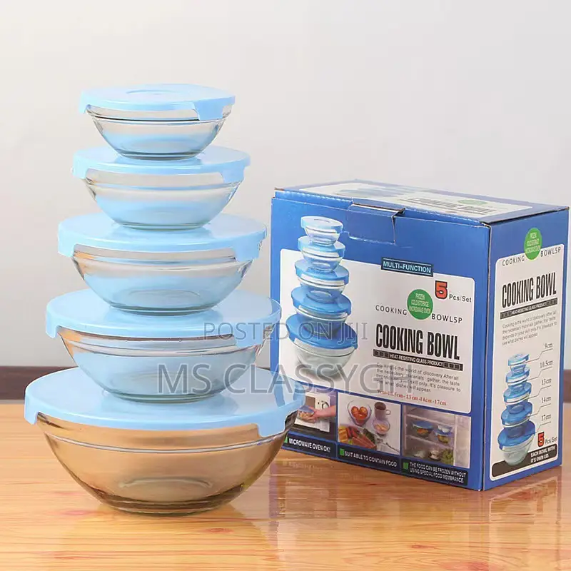 5pcs/Set Glass Bowl Mixing Heat-Resistant Glass Fresh Salad