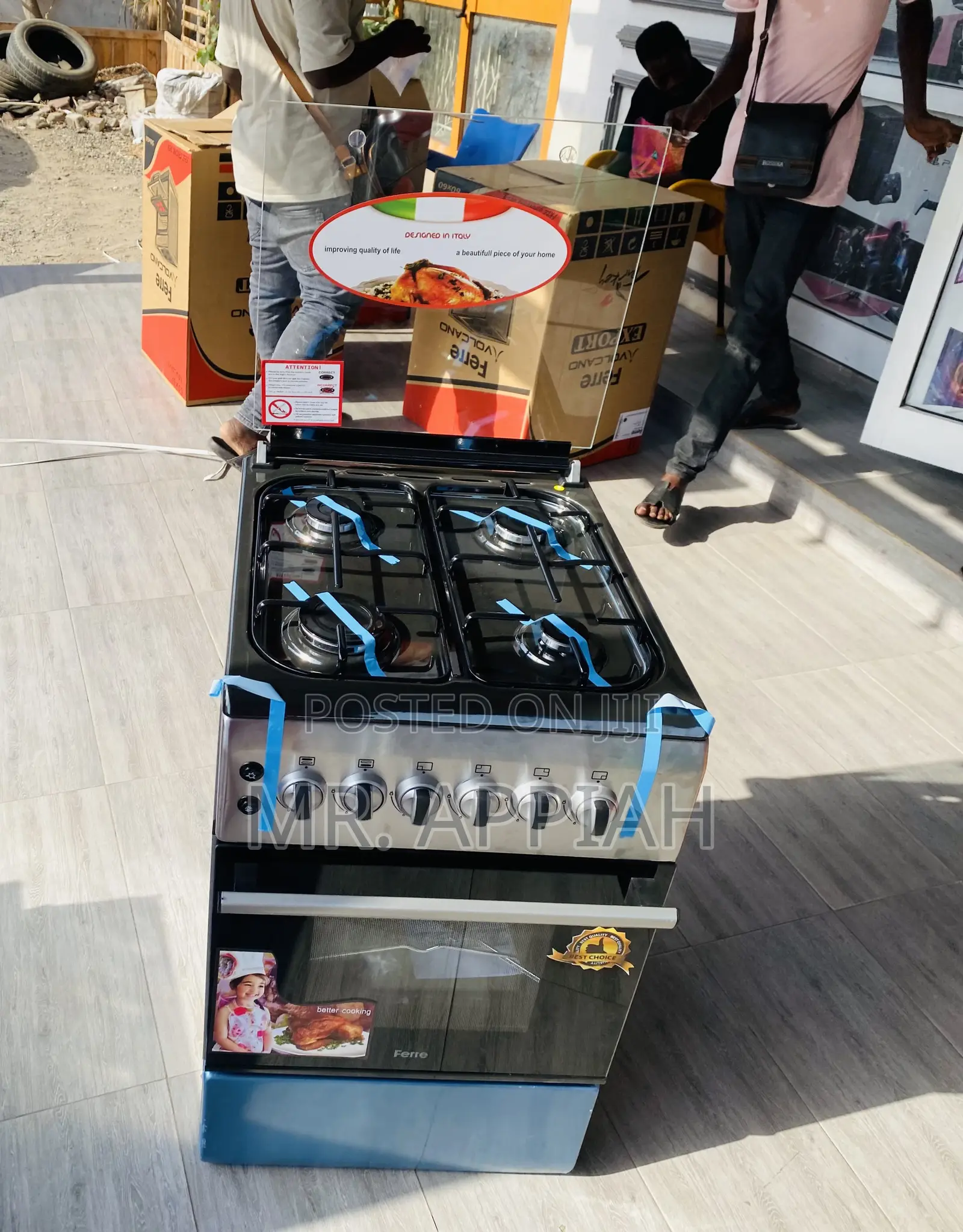 Ferre 50x60 4 Gas Burner With Oven and Grill(Gray).