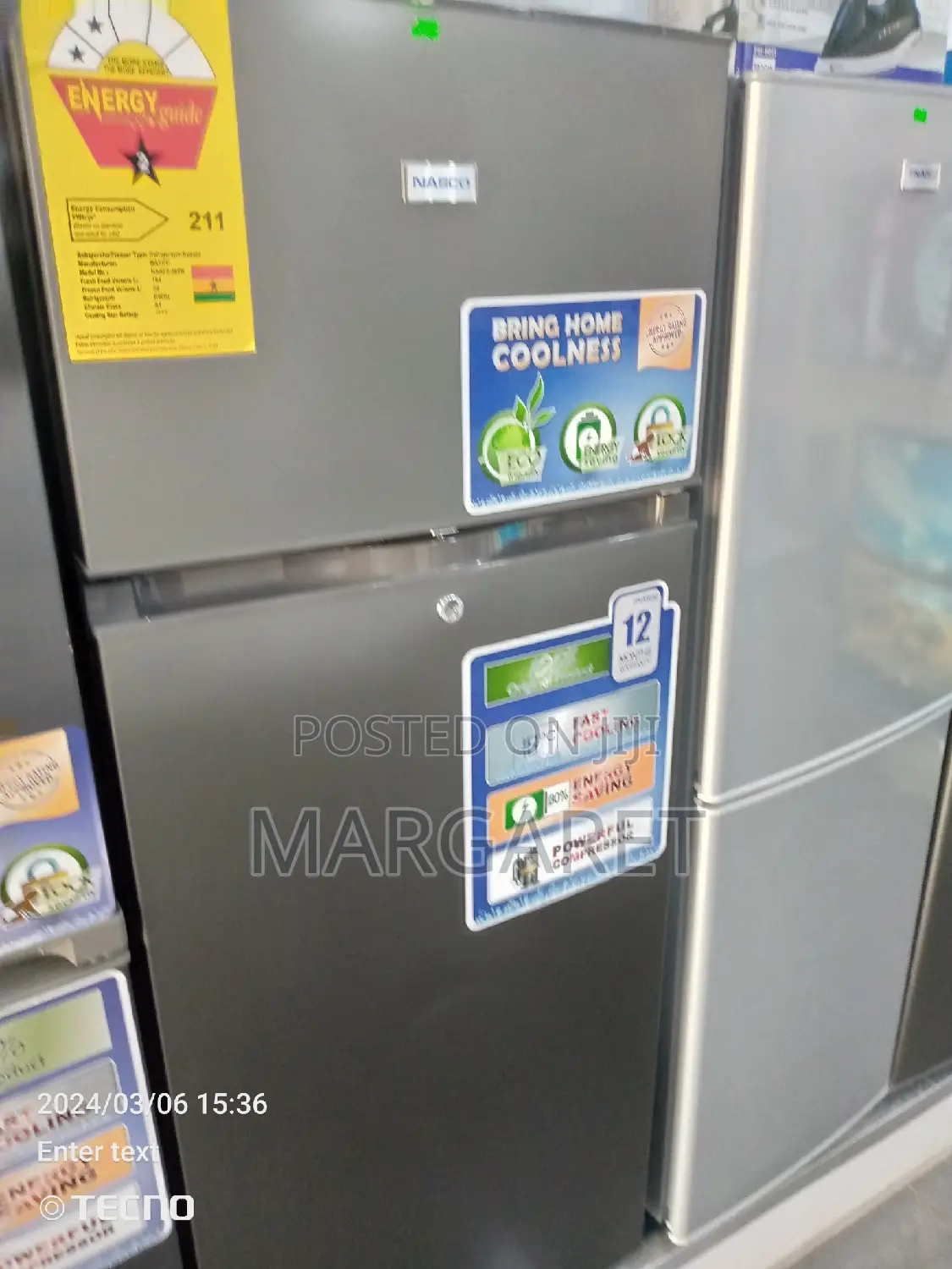 Nasco Top Freezer Double Door Fridge