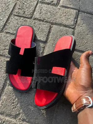 Black Hermes With Red Inner Slippers
