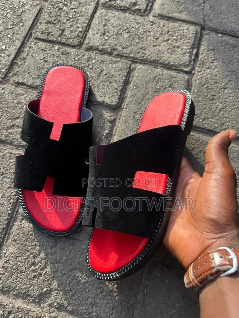 Black Hermes With Red Inner Slippers