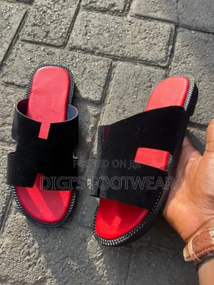 Black Hermes With Red Inner Slippers