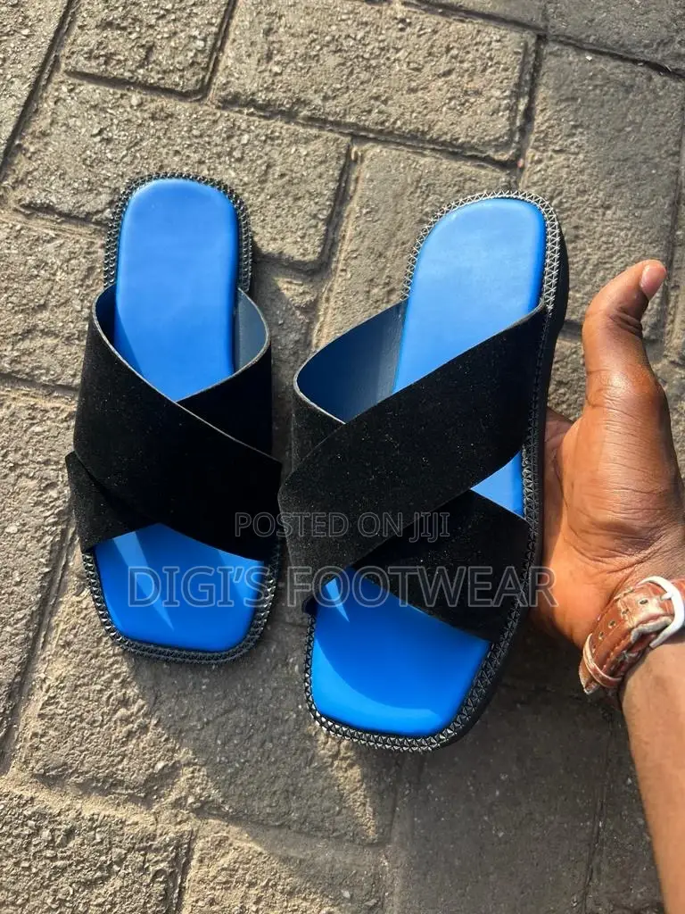 Squared Toe Blue Slippers