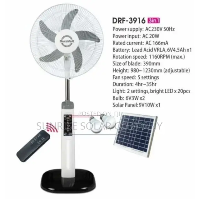 Rechargeable Fan With Solar Panel