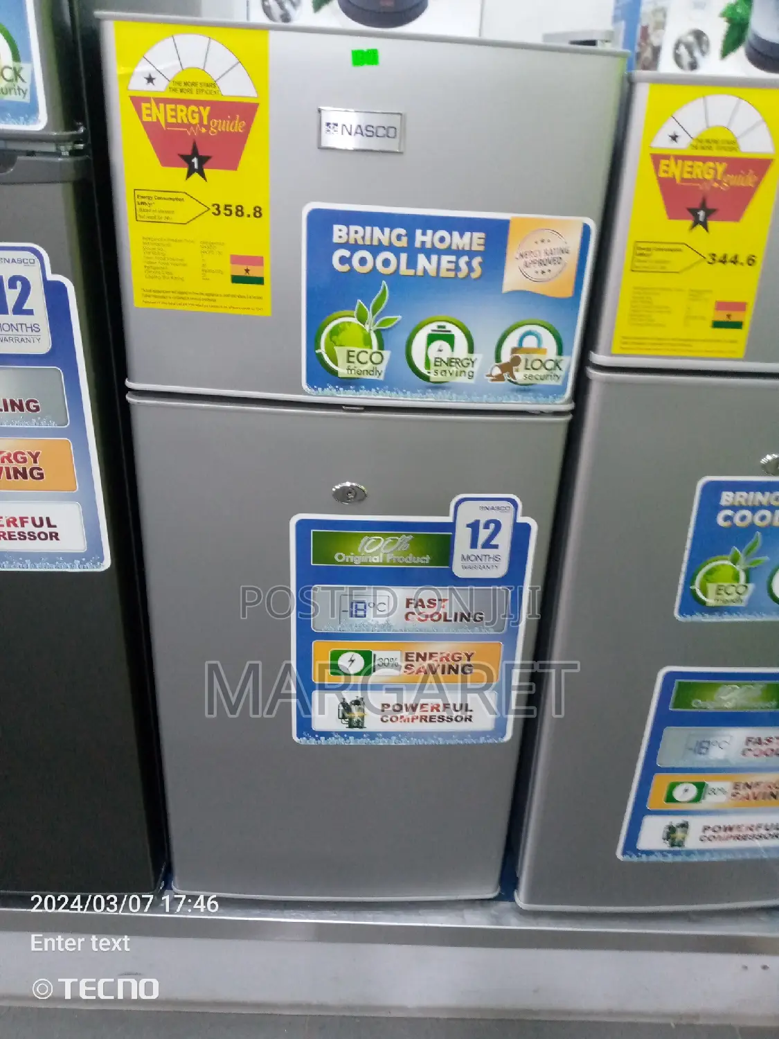 Nasco 110 Littres Double Door Fridge