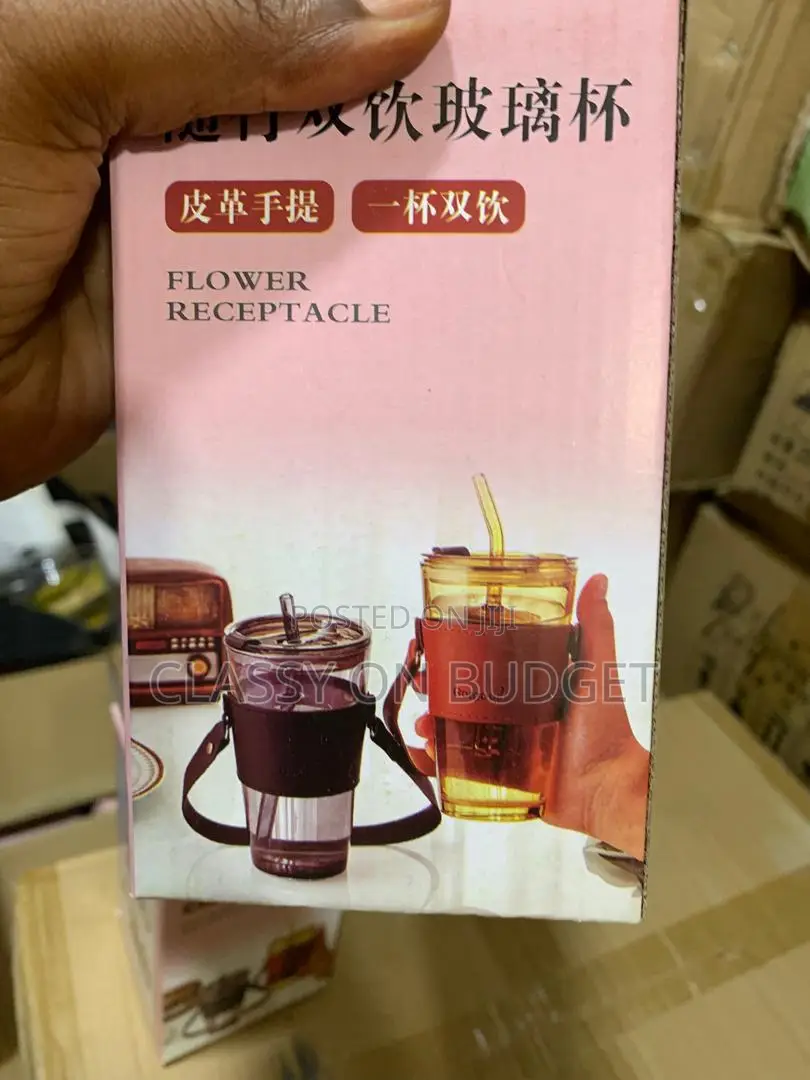 Glass Mug With Straw - Big Size