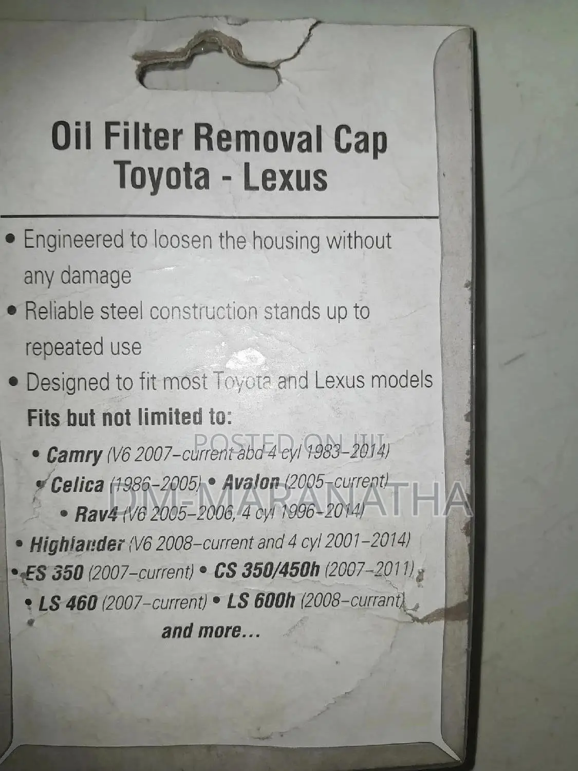 Toyota Oil Filter Cap Remover