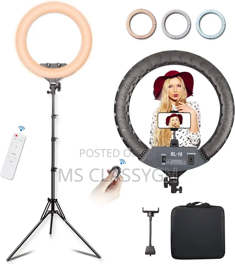 18inch Ring Light, With 2.1 Stand + Remote and Free Bag +