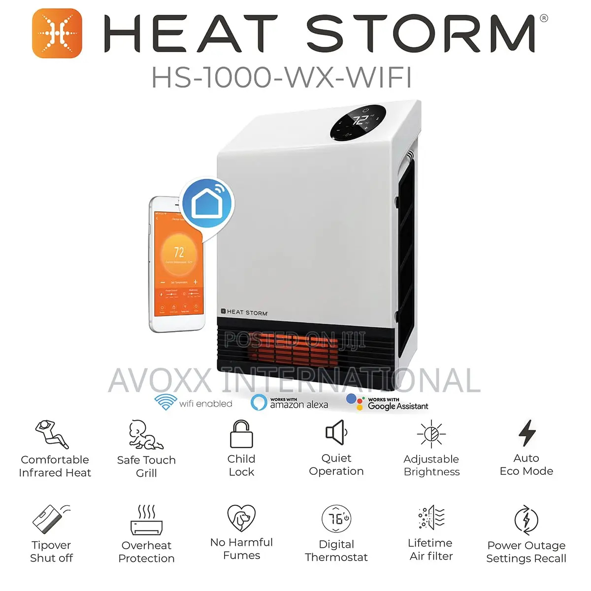 Heat Storm Hs-1000-Wx- Infrared Wi-Fi Heater,White